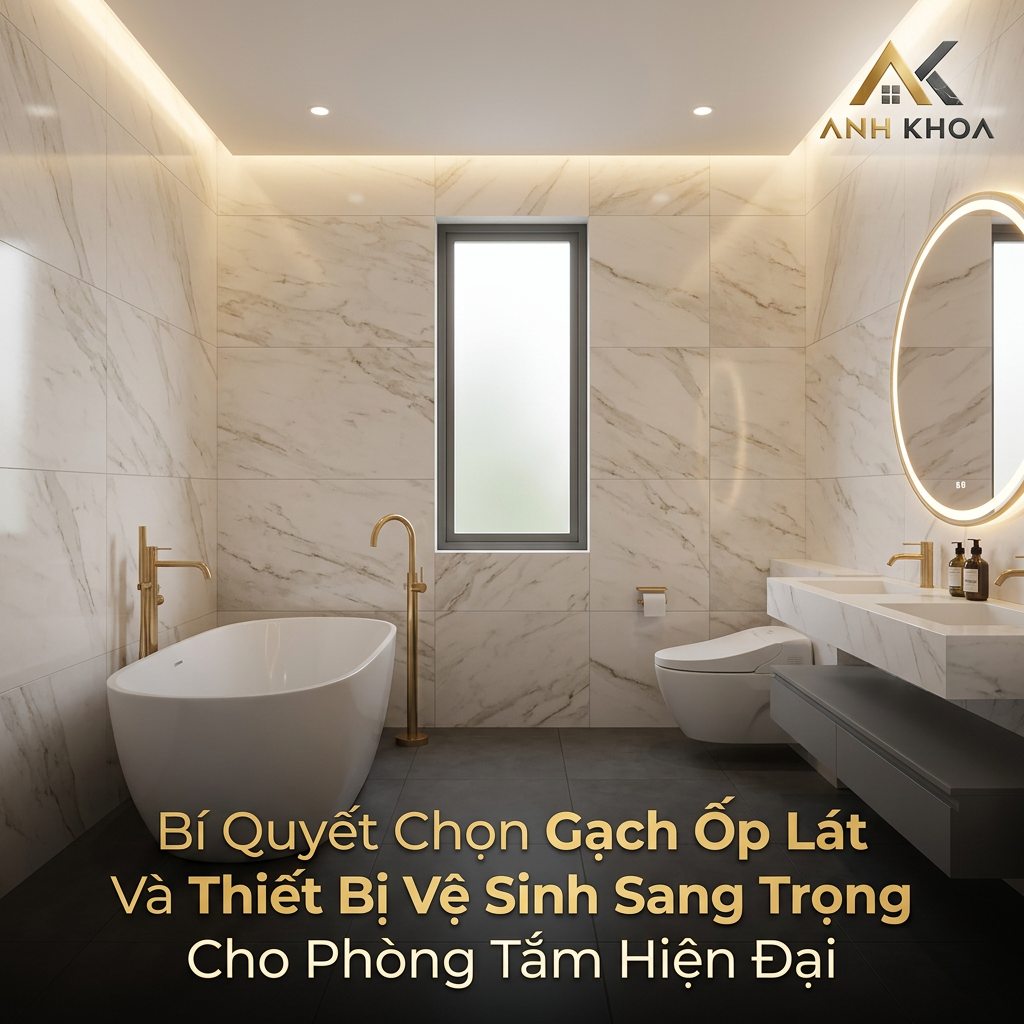 Bí Quyết Chọn Gạch Ốp Lát Và Thiết Bị Vệ Sinh Sang Trọng Cho Phòng Tắm Hiện Đại