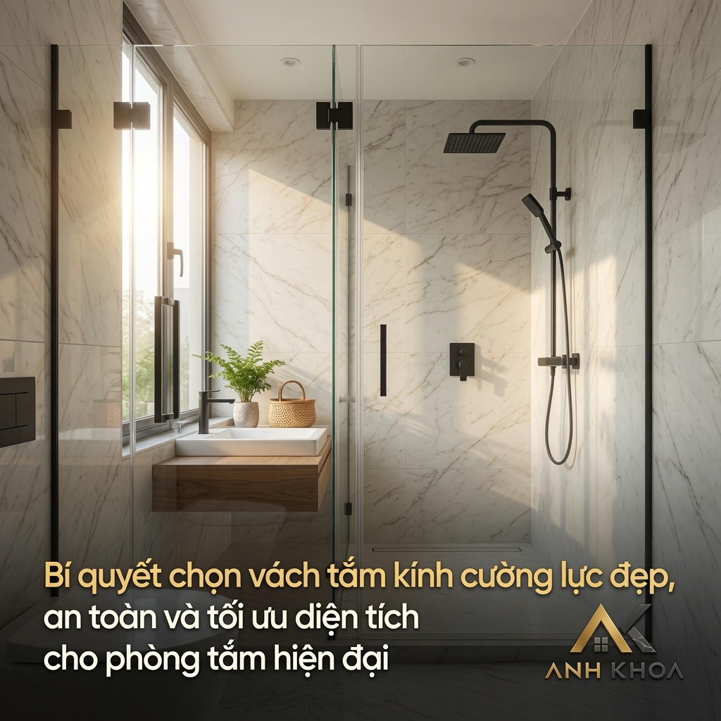 Bí quyết chọn vách tắm kính cường lực đẹp, an toàn và tối ưu diện tích cho phòng tắm hiện đại