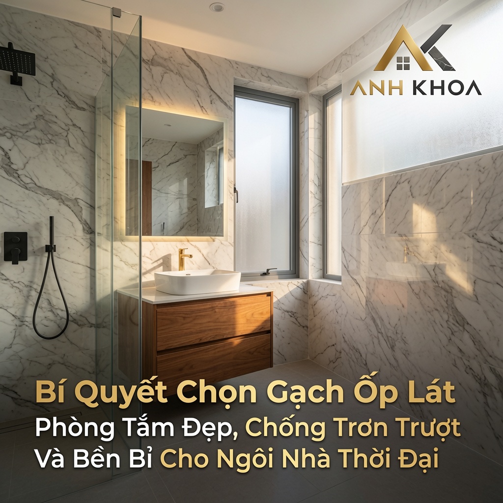 Bí Quyết Chọn Gạch Ốp Lát Phòng Tắm Đẹp, Chống Trơn Trượt Và Bền Bỉ Cho Ngôi Nhà Hiện Đại