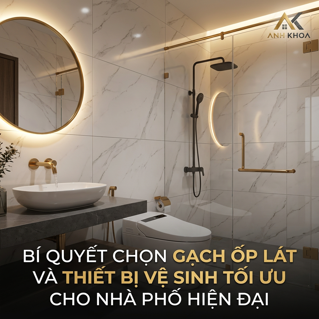 Bí quyết chọn gạch ốp lát và thiết bị vệ sinh tối ưu cho nhà phố hiện đại