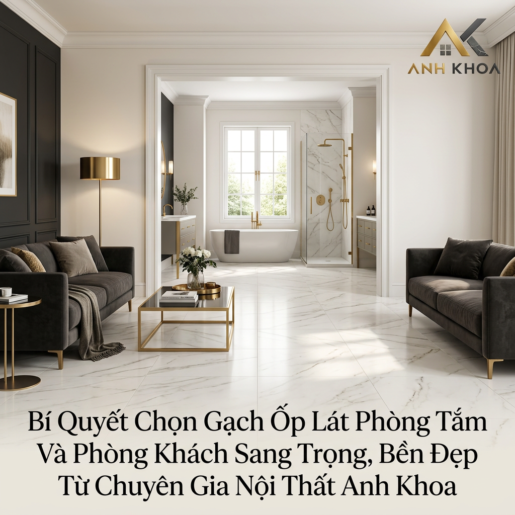 Bí Quyết Chọn Gạch Ốp Lát Phòng Tắm Và Phòng Khách Sang Trọng, Bền Đẹp Từ Chuyên Gia Nội Thất Anh Khoa