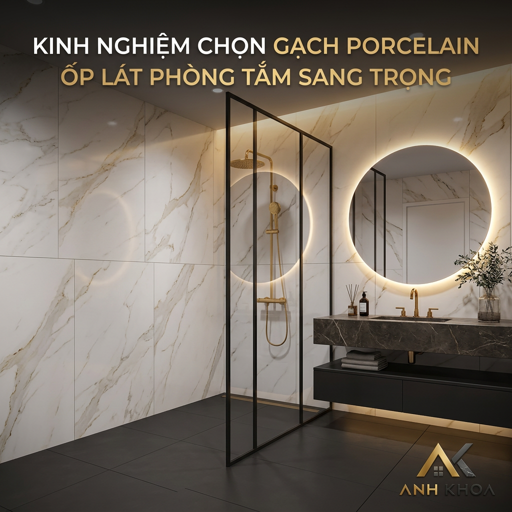 Kinh Nghiệm Chọn Gạch Porcelain Ốp Lát Phòng Tắm Sang Trọng, Chống Trơn Trượt