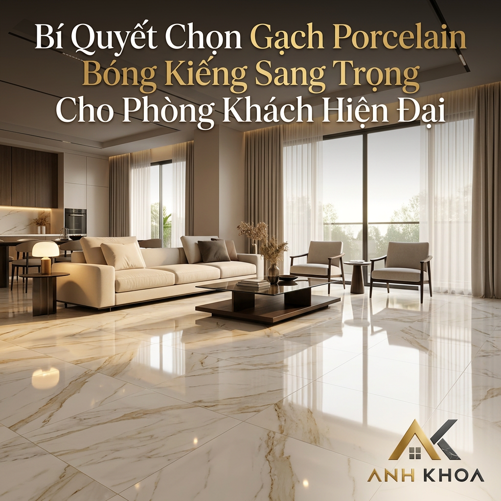 Bí Quyết Chọn Gạch Porcelain Bóng Kiếng Sang Trọng Cho Phòng Khách Hiện Đại