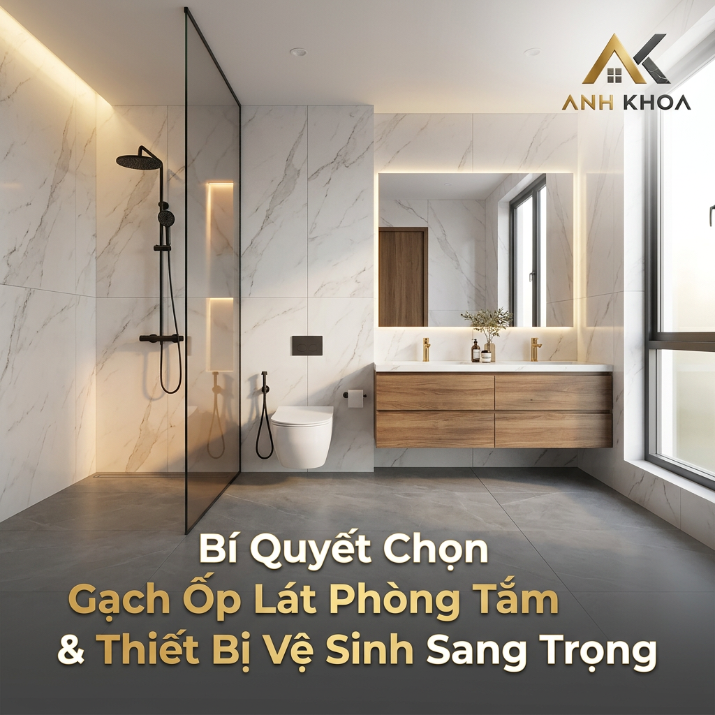 Bí Quyết Chọn Gạch Ốp Lát Phòng Tắm Chống Trơn Trượt Và Thiết Bị Vệ Sinh Sang Trọng