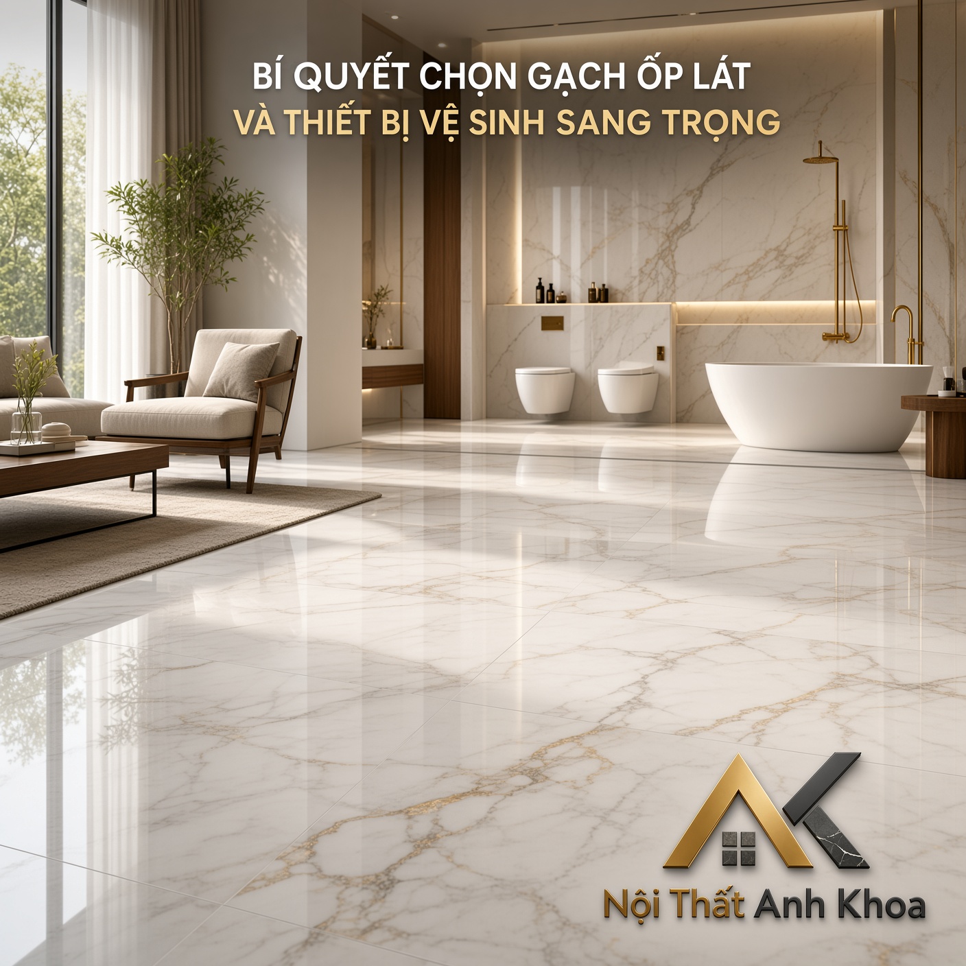 Bí Quyết Chọn Gạch Ốp Lát Phòng Khách Sang Trọng Và Thiết Bị Vệ Sĩnh Cao Cấp Cho Ngôi Nhà Hiện Đại