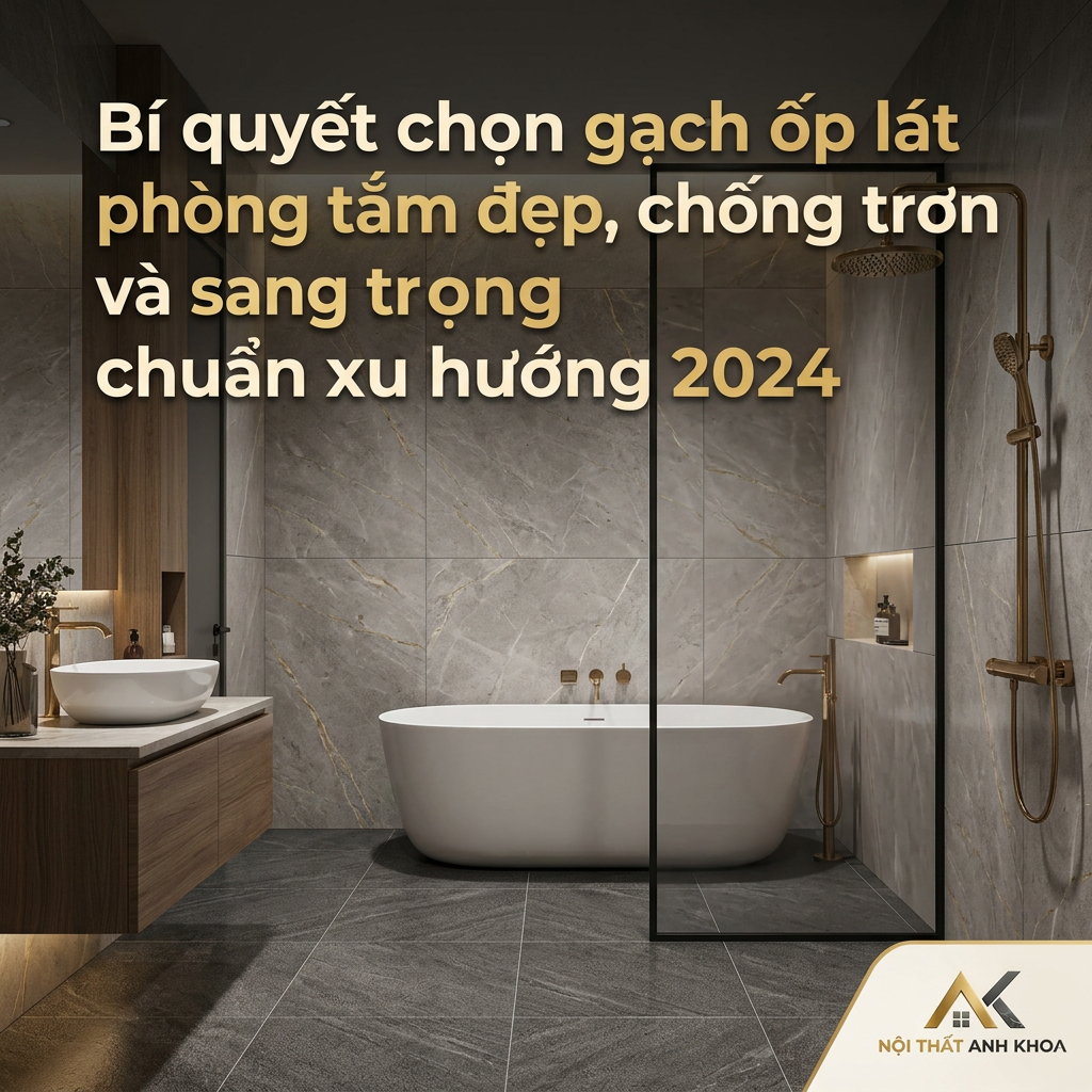 Bí quyết chọn gạch ốp lát phòng tắm đẹp, chống trơn và sang trọng chuẩn xu hướng 2024