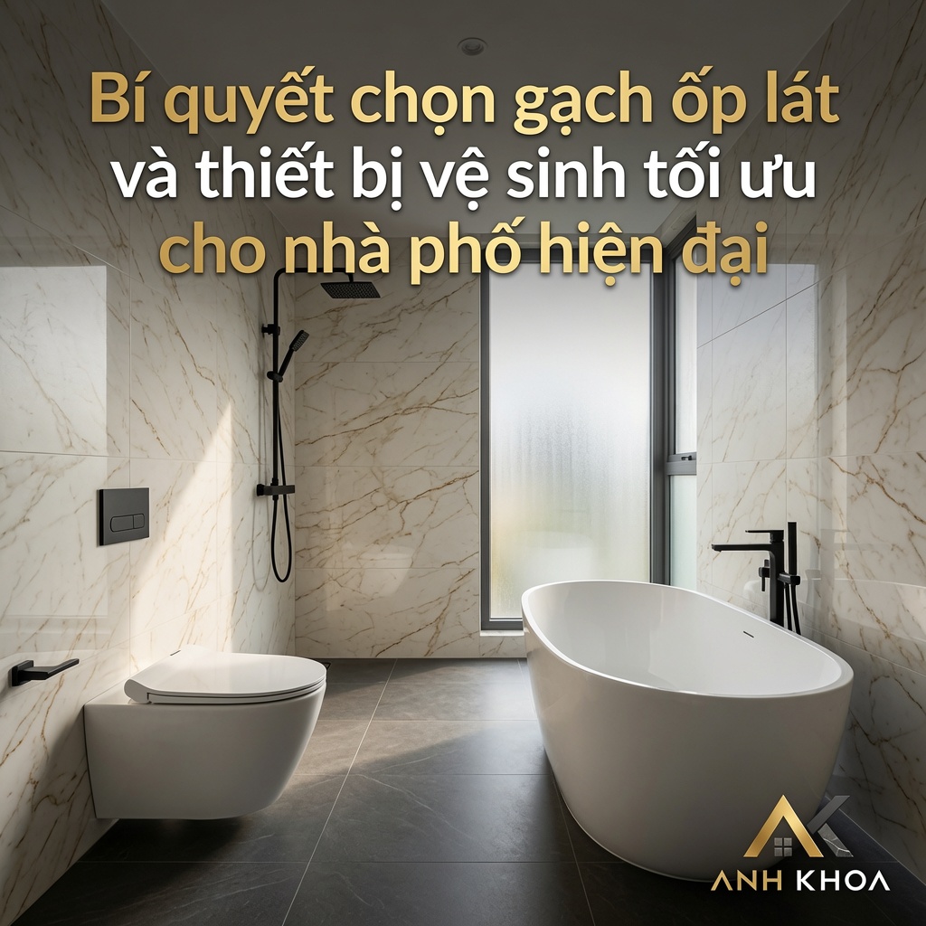 Bí quyết chọn gạch ốp lát và thiết bị vệ sinh tối ưu cho nhà phố hiện đại