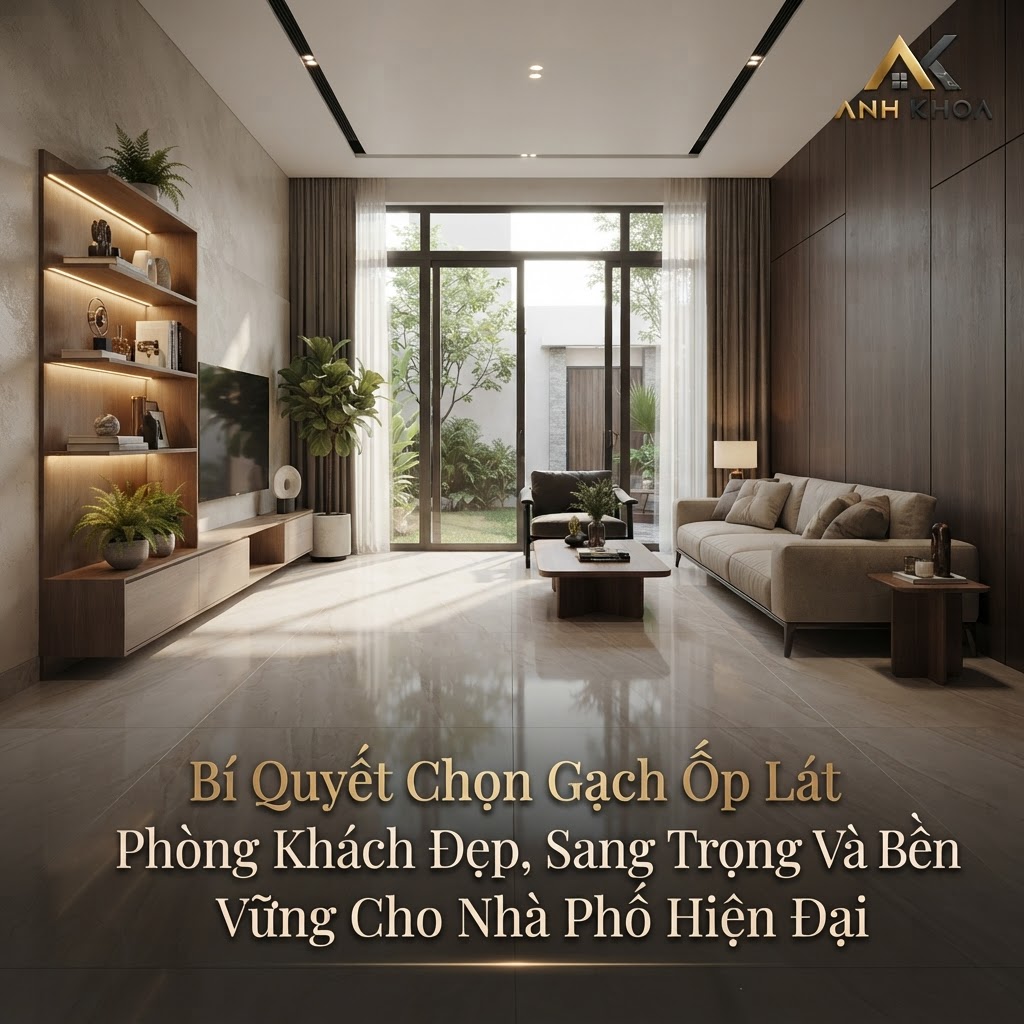 Bí Quyết Chọn Gạch Ốp Lát Phòng Khách Đẹp, Sang Trọng Và Bền Vững Cho Nhà Phố Hiện Đại