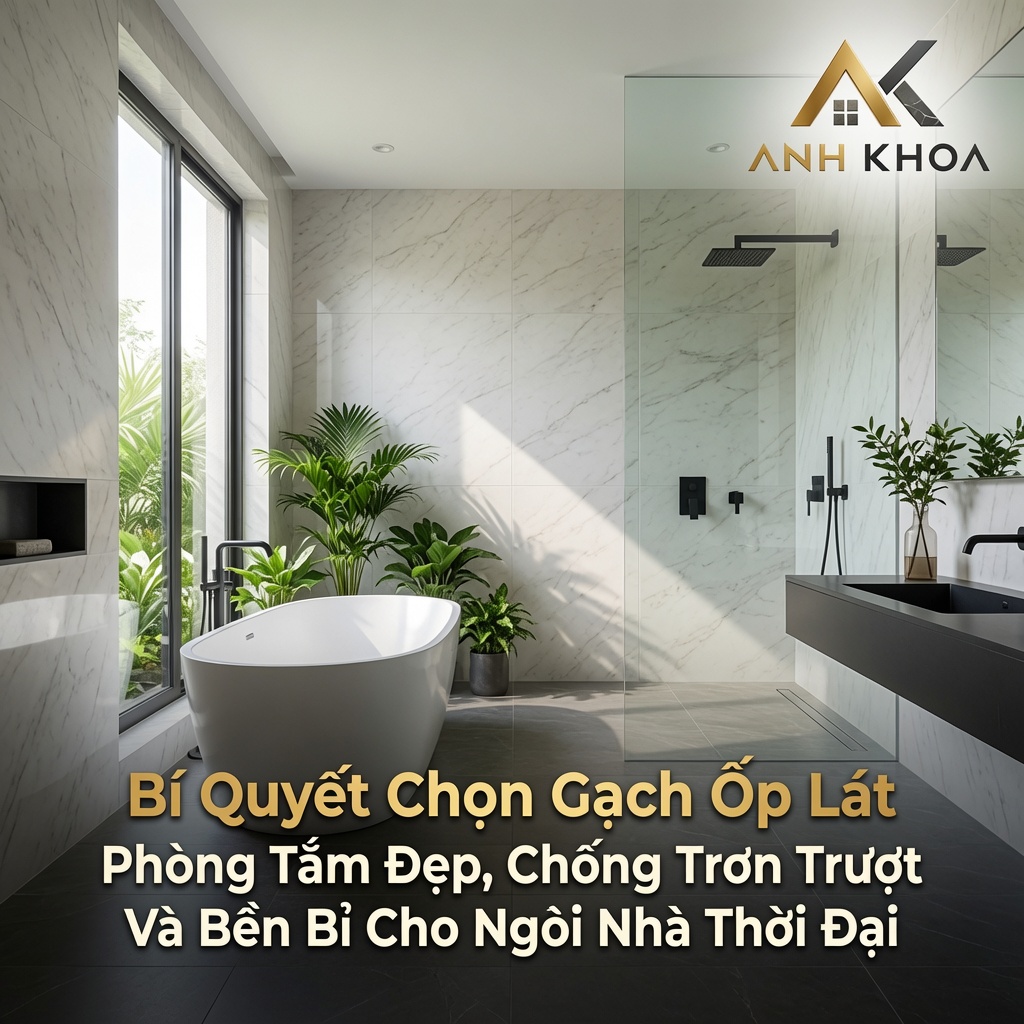 Bí Quyết Chọn Gạch Ốp Lát Phòng Tắm Đẹp, Chống Trơn Trượt Và Bền Bỉ Cho Ngôi Nhà Hiện Đại