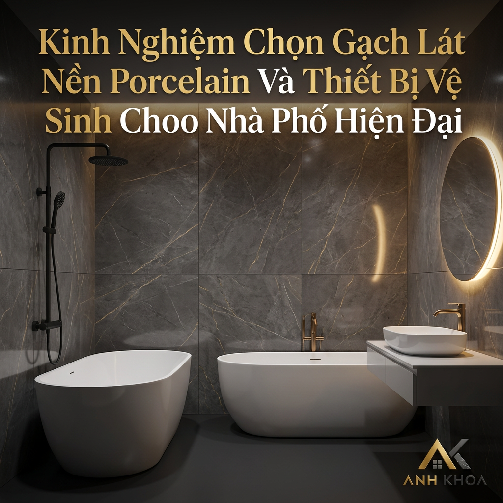 Kinh Nghiệm Chọn Gạch Lát Nền Porcelain Và Thiết Bị Vệ Sinh Cho Nhà Phố Hiện Đại