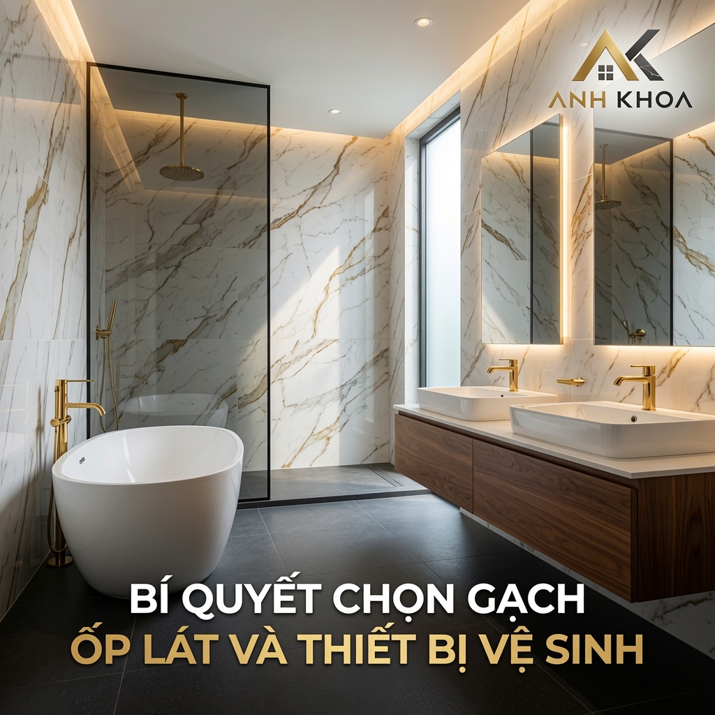Bí Quyết Chọn Gạch Ốp Lát Và Thiết Bị Vệ Sinh Sang Trọng Cho Phòng Tắm Hiện Đại