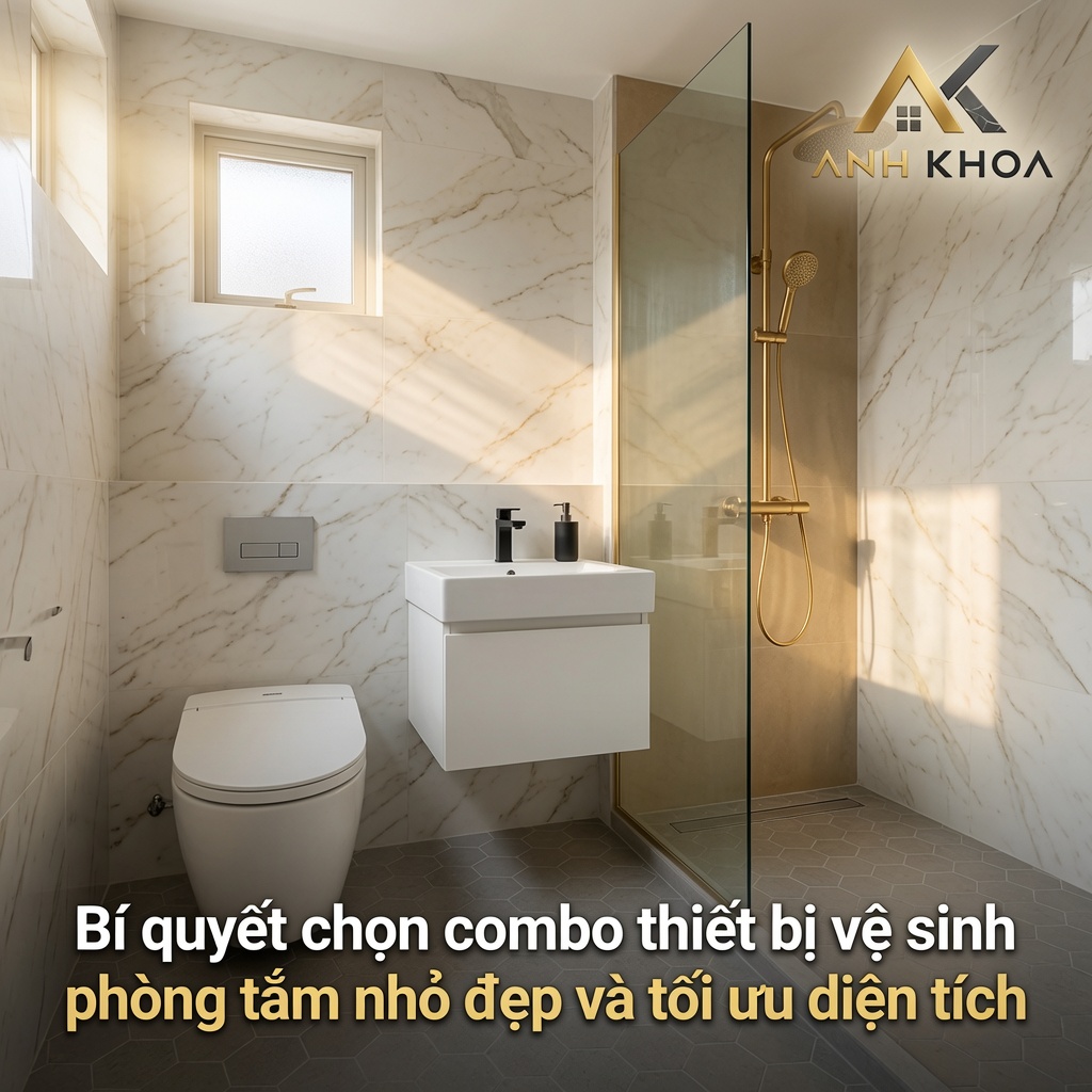 Bí quyết chọn combo thiết bị vệ sinh phòng tắm nhỏ đẹp và tối ưu diện tích