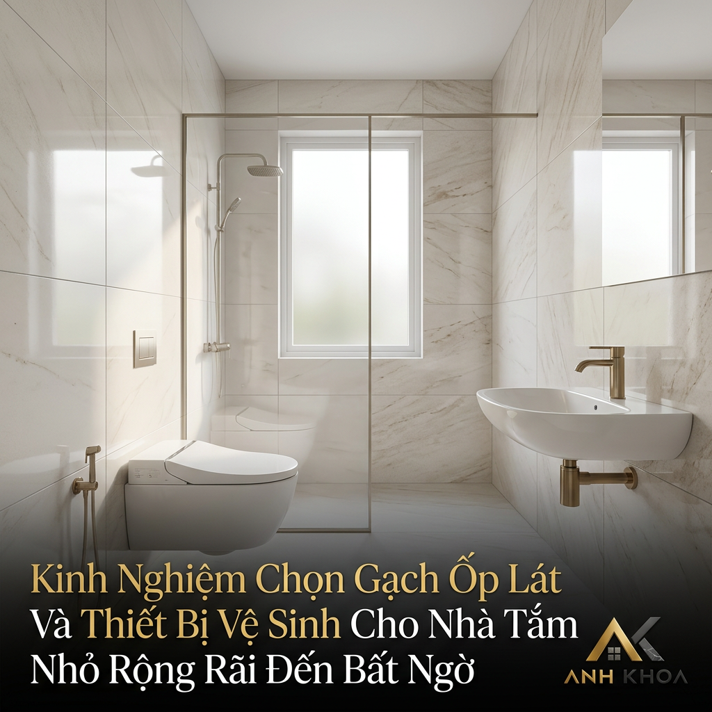Kinh Nghiệm Chọn Gạch Ốp Lát Và Thiết Bị Vệ Sinh Cho Nhà Tắm Nhỏ Rộng Rãi Đến Bất Ngờ
