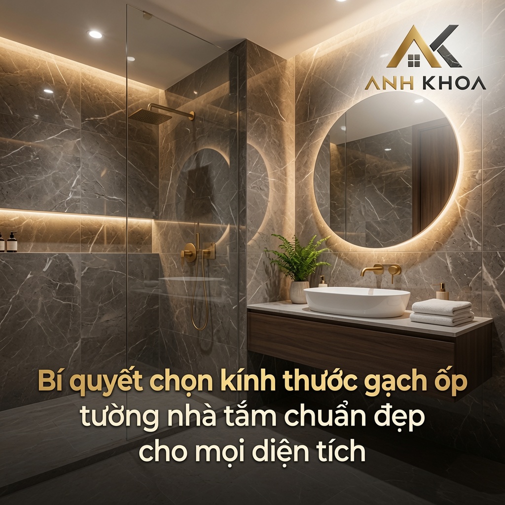 Bí quyết chọn kích thước gạch ốp tường nhà tắm chuẩn đẹp cho mọi diện tích