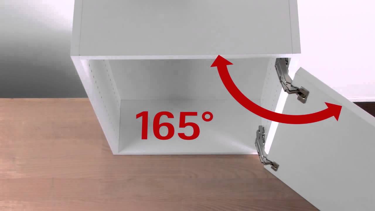 Hinge with an opening angle of 165 degrees