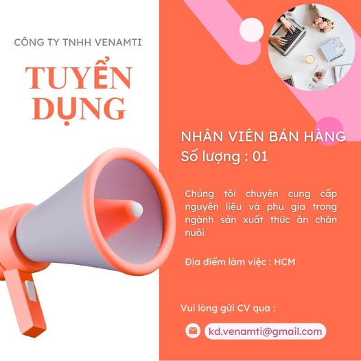 CÔNG TY TNHH VENAMTI : TUYỂN DỤNG NHÂN VIÊN BÁN HÀNG