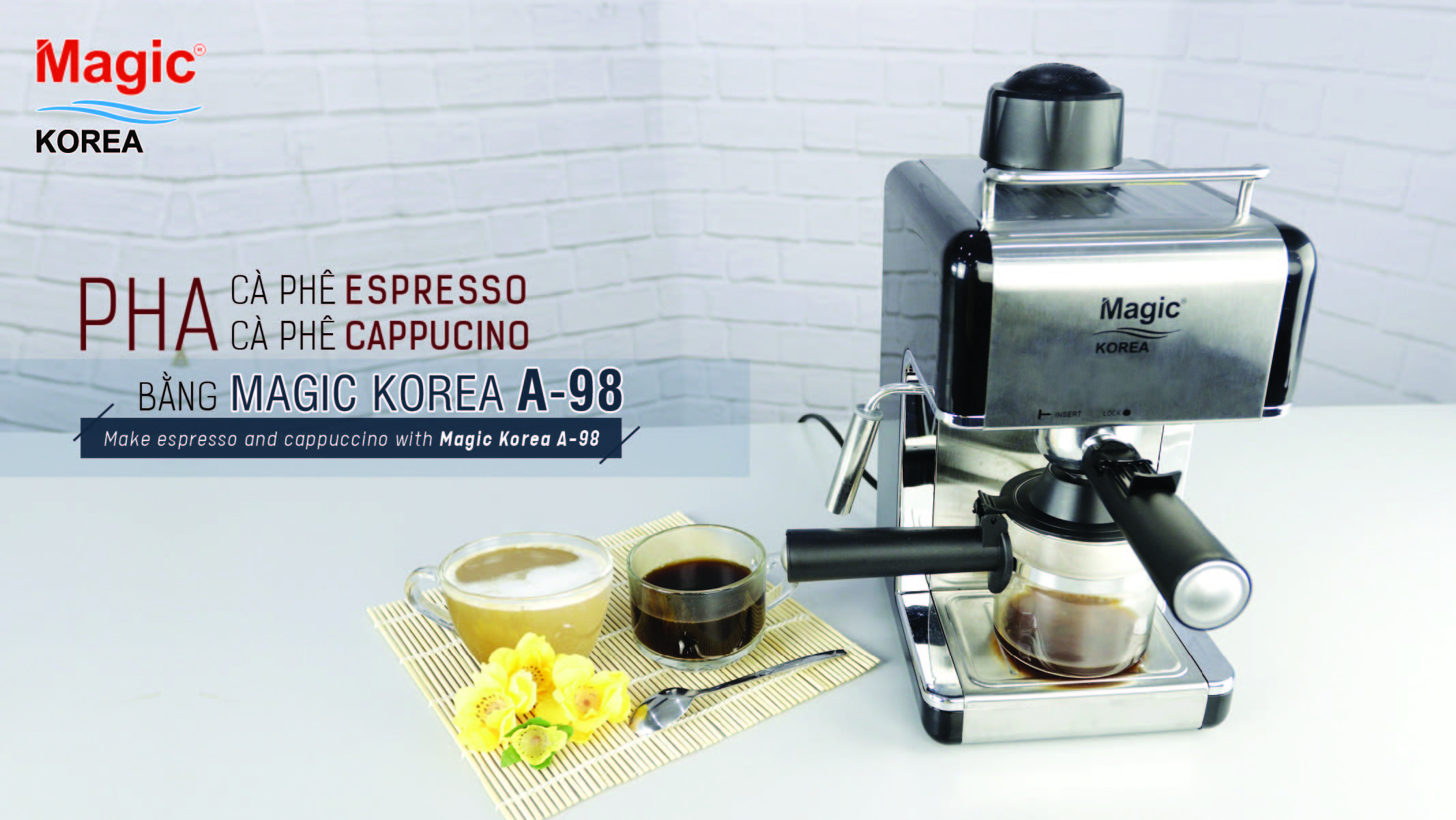 Hướng dẫn Pha cà phê Espresso và Cappuccino bằng Máy pha cà phê Magic Korea A-98