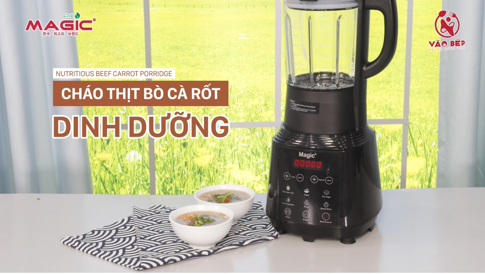 Cháo thịt bò cà rốt dinh dưỡng - Máy làm sữa hạt đa năng Magic Korea A-96