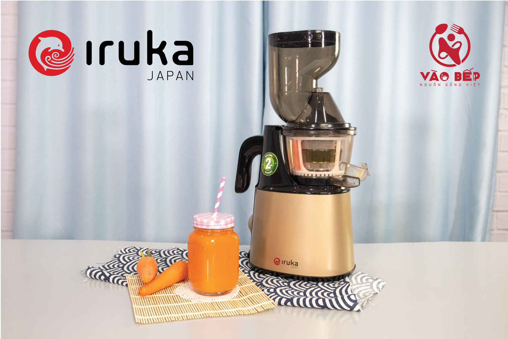 Hướng dẫn làm nước ép cà rốt đẹp da bằng Máy ép chậm miệng rộng Iruka I-52