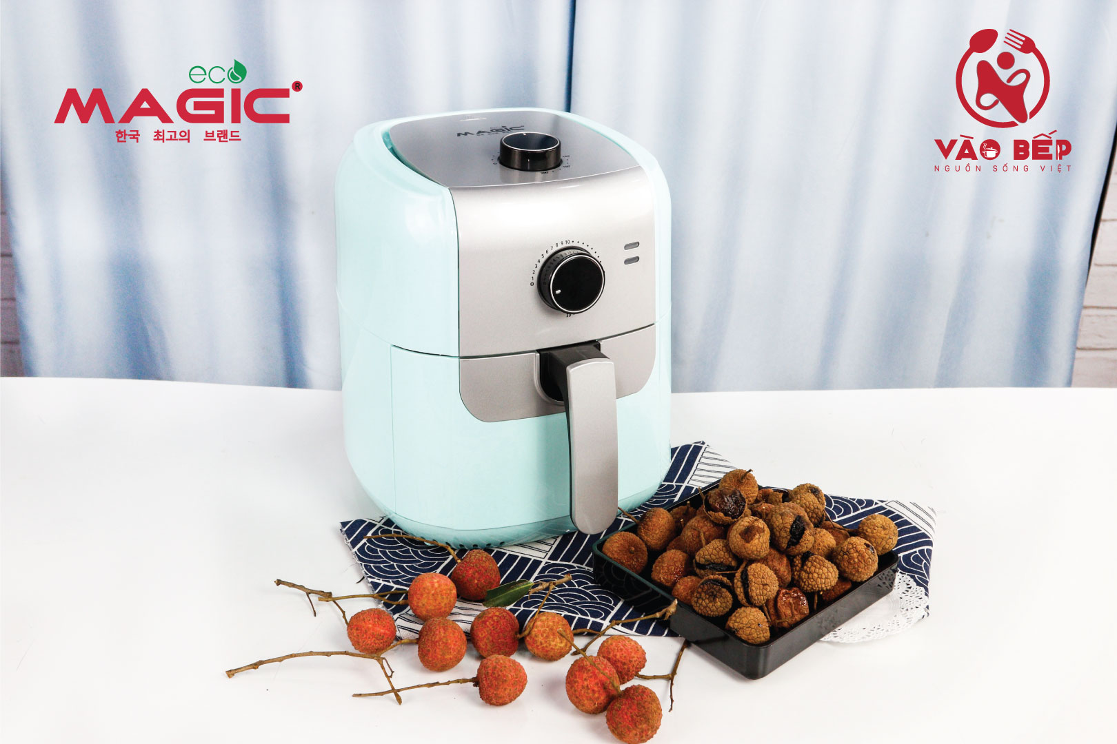 Hướng dẫn làm Vải sấy khô thơm ngon giàu dinh dưỡng bằng Nồi chiên không dầu Magic Eco AC – 101