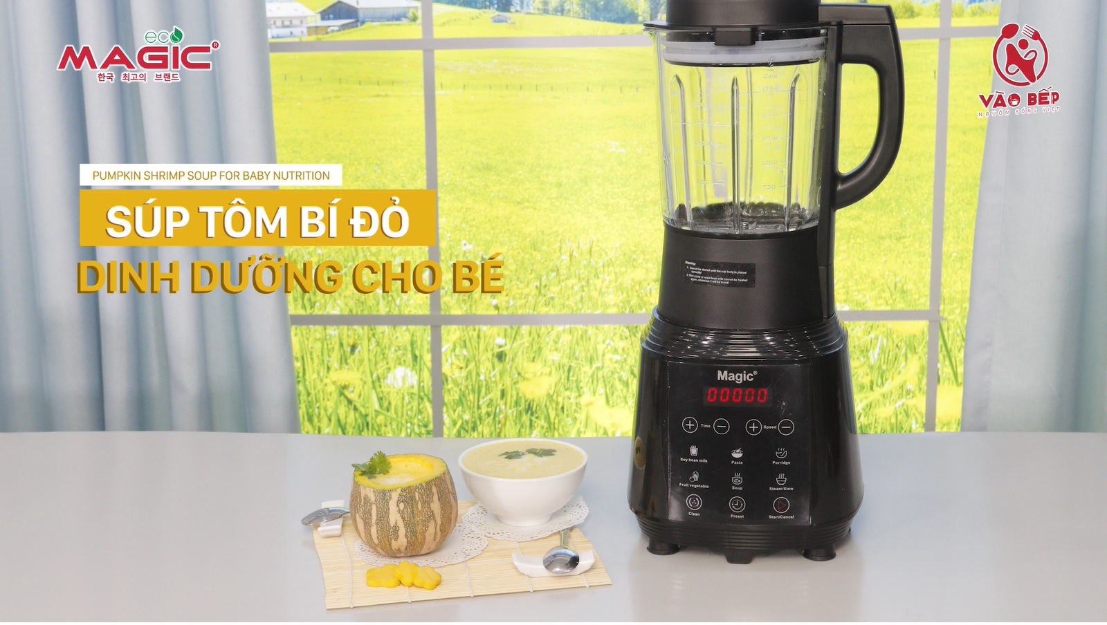 Súp tôm bí đỏ dinh dưỡng cho bé - Máy làm sữa hạt đa năng Magic Korea A-96