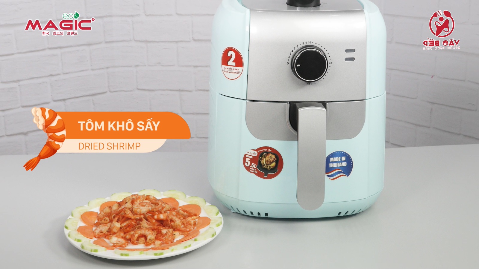 Hướng dẫn làm Tôm khô sấy bằng Nồi chiên nướng không dầu Magic Eco AC-101