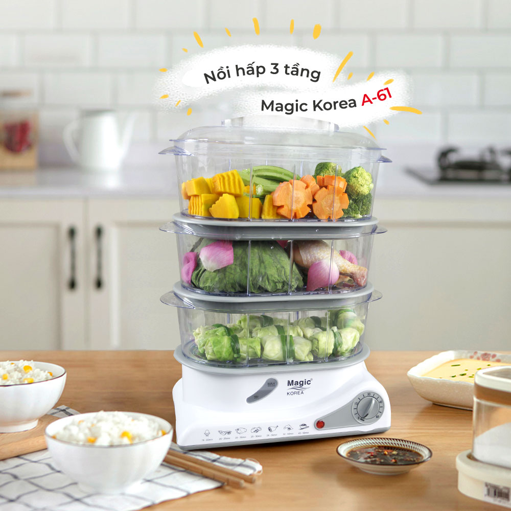 Nồi hấp thực phẩm 3 tầng Magic Korea A-61