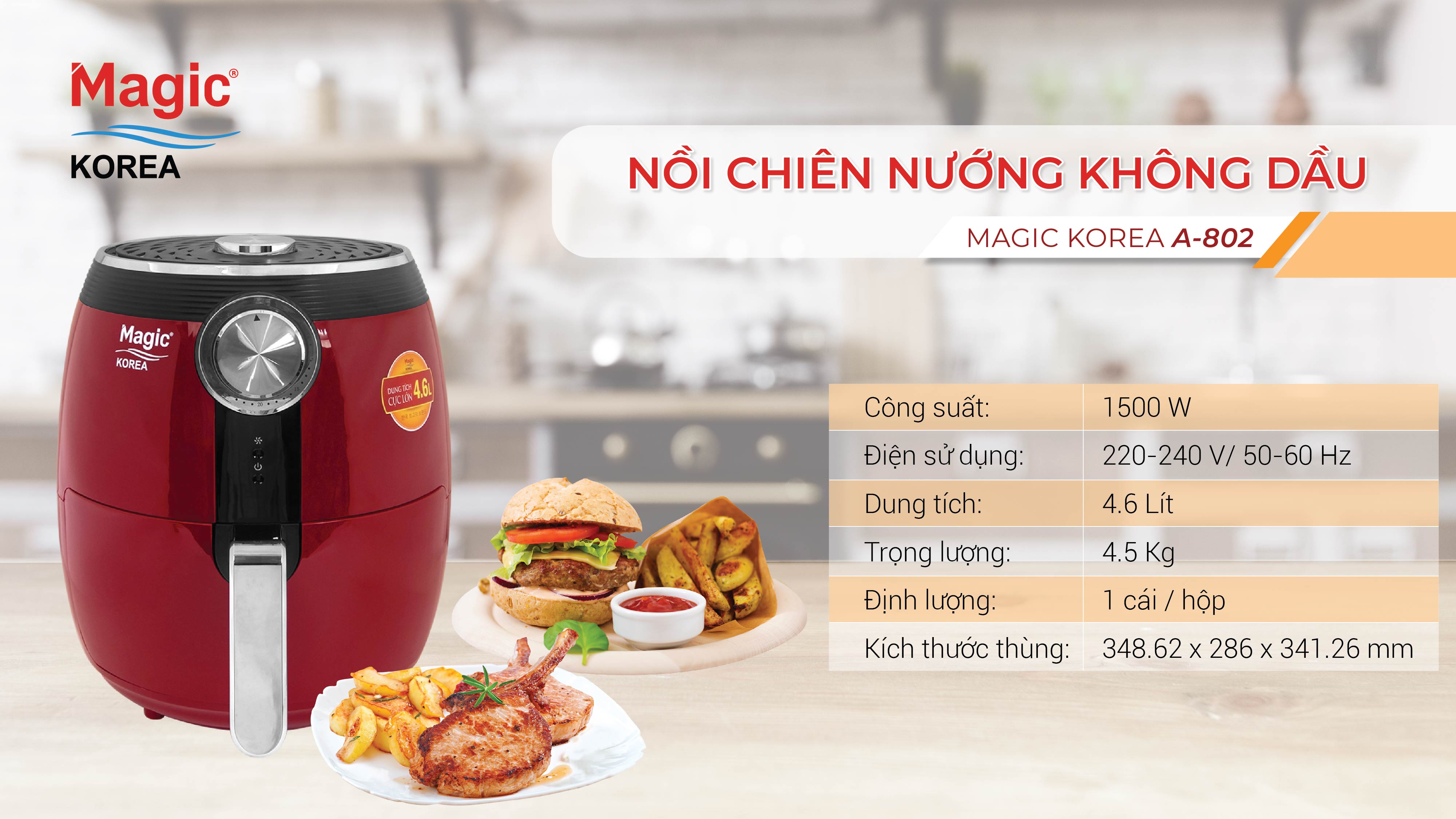 MAGIC - Nồi chiên không dầu Magic  A-802 (4.6L)