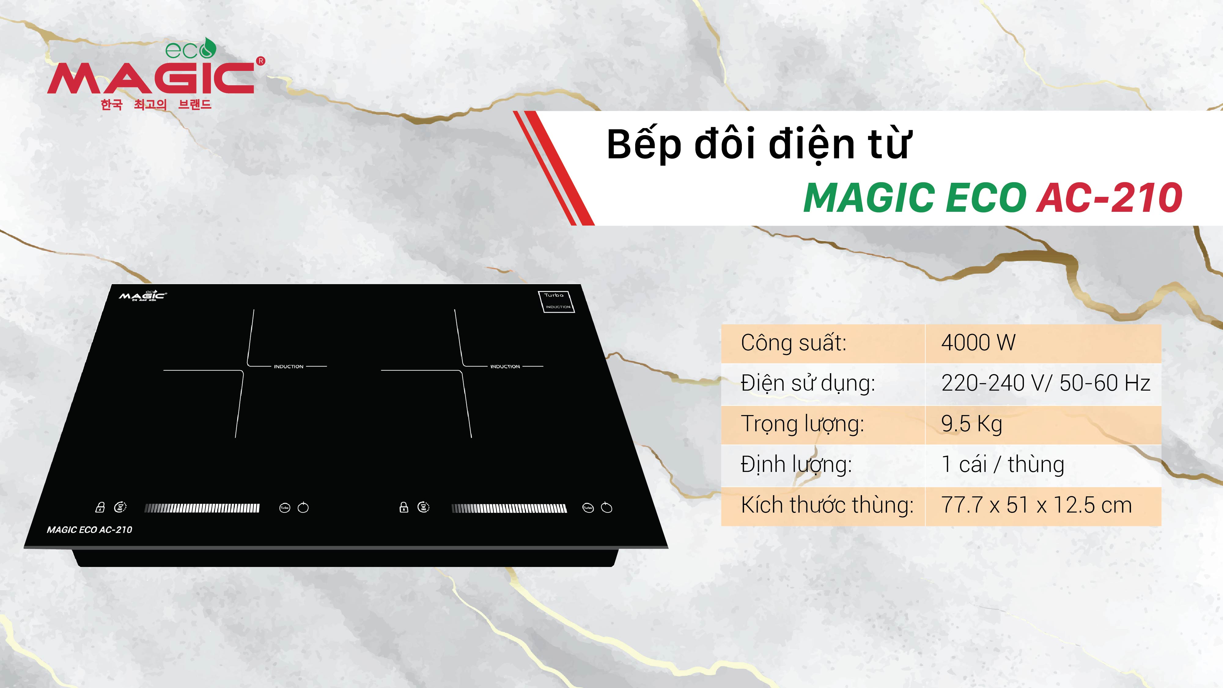 Bếp đôi điện từ Magic Eco AC-210 5 ac210