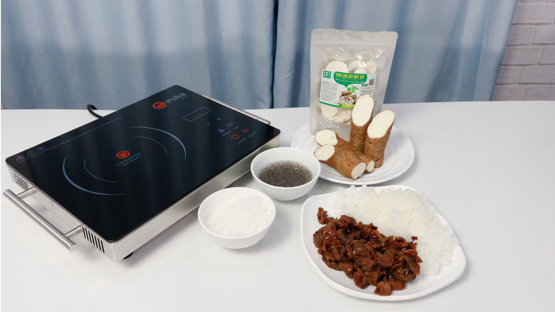 Chè lạnh vải thiều Bắc Giang, củ Hoài Sơn với Bếp đơn hồng ngoại I-77 1 che 1