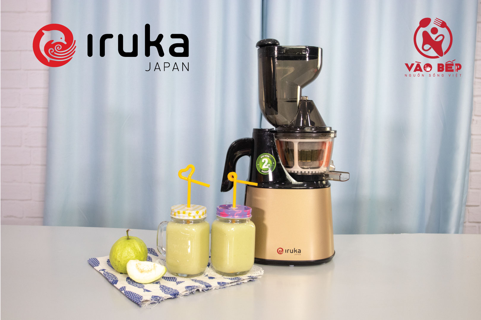 Hướng dẫn làm nước ép ổi tốt cho sức khỏe bằng Máy ép chậm miệng rộng Iruka I-52 2 may ep cham mieng rong iruka i 52 11