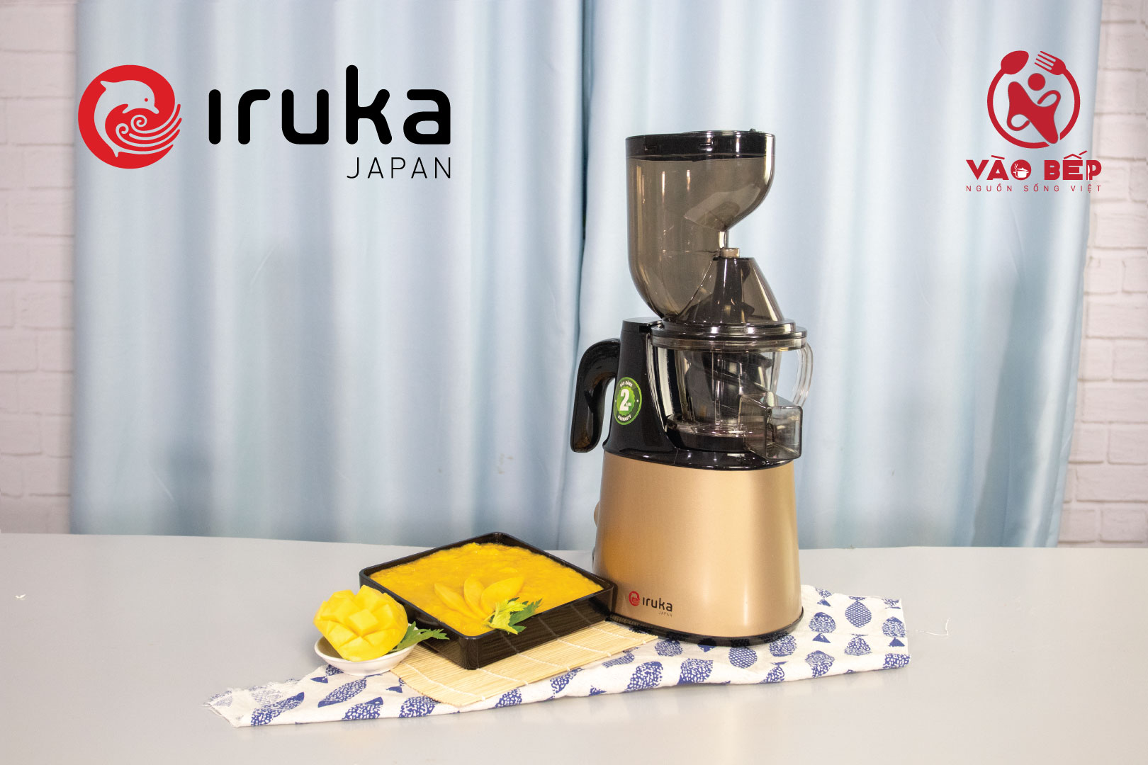 Hướng dẫn làm kem xoài thơm ngon bằng Máy ép chậm miệng rộng Iruka I-52 2 may ep cham mieng rong iruka i 52 16