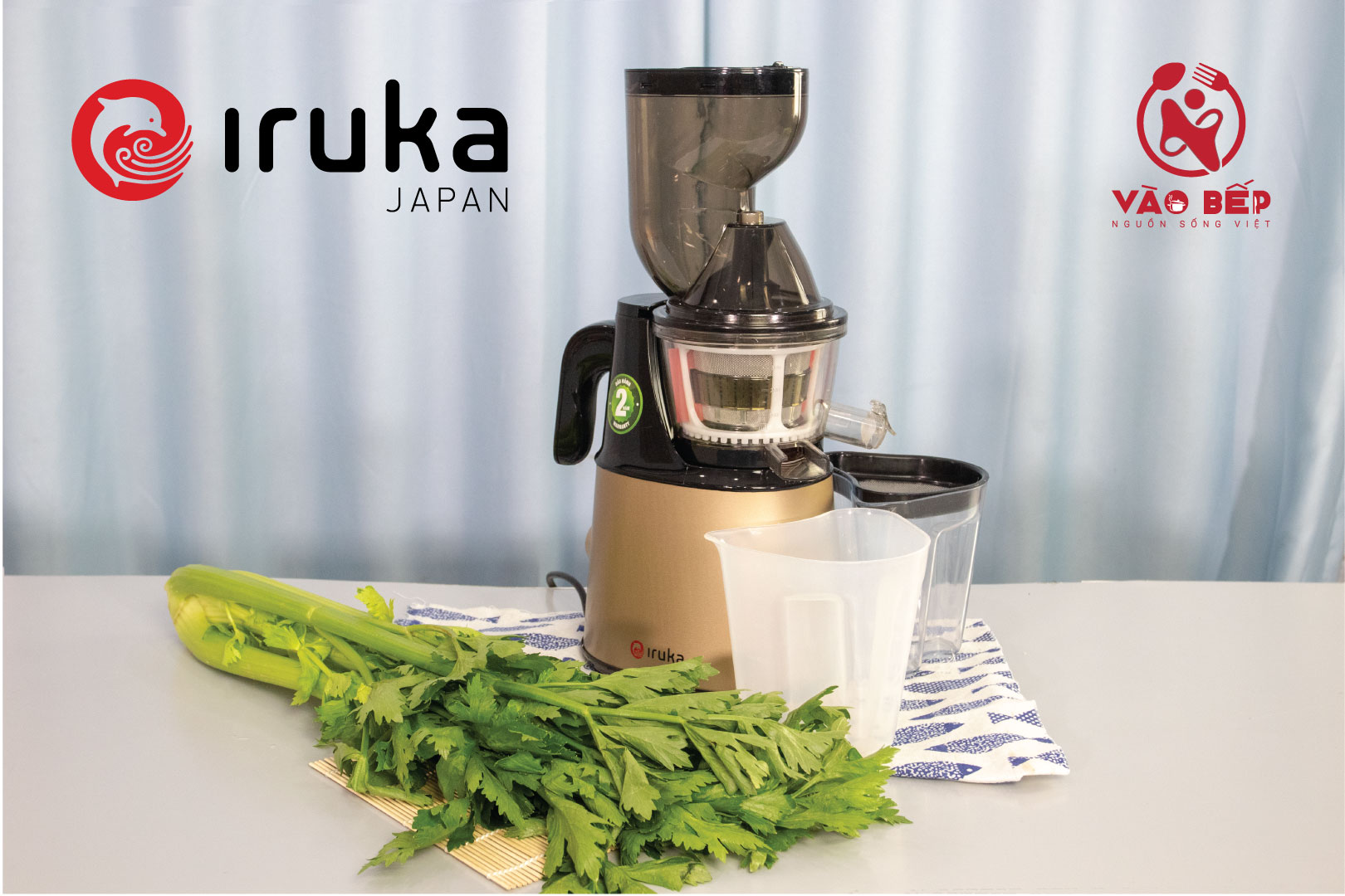 Hướng dẫn làm nước ép cần tây detox thanh lọc bằng Máy ép chậm miệng rộng Iruka I-52 3 may ep cham mieng rong iruka i 52 6