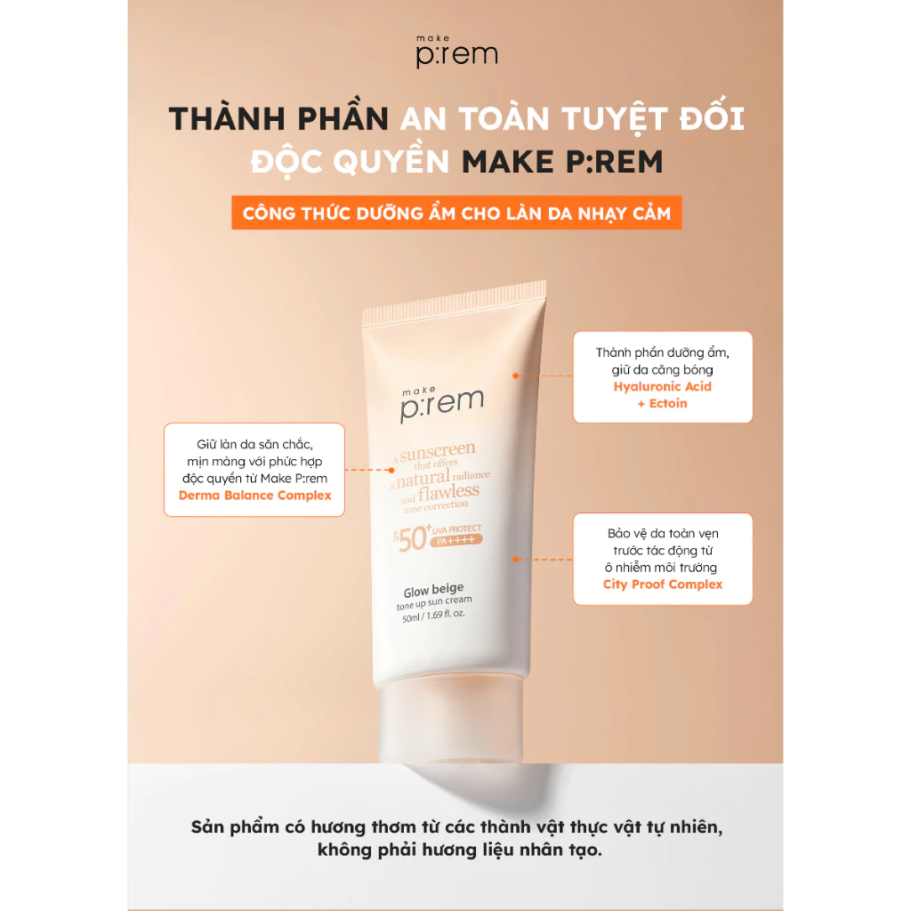 Sản phẩm Make P:rem Glow Beige Tone Up bảo vệ & làm sáng da