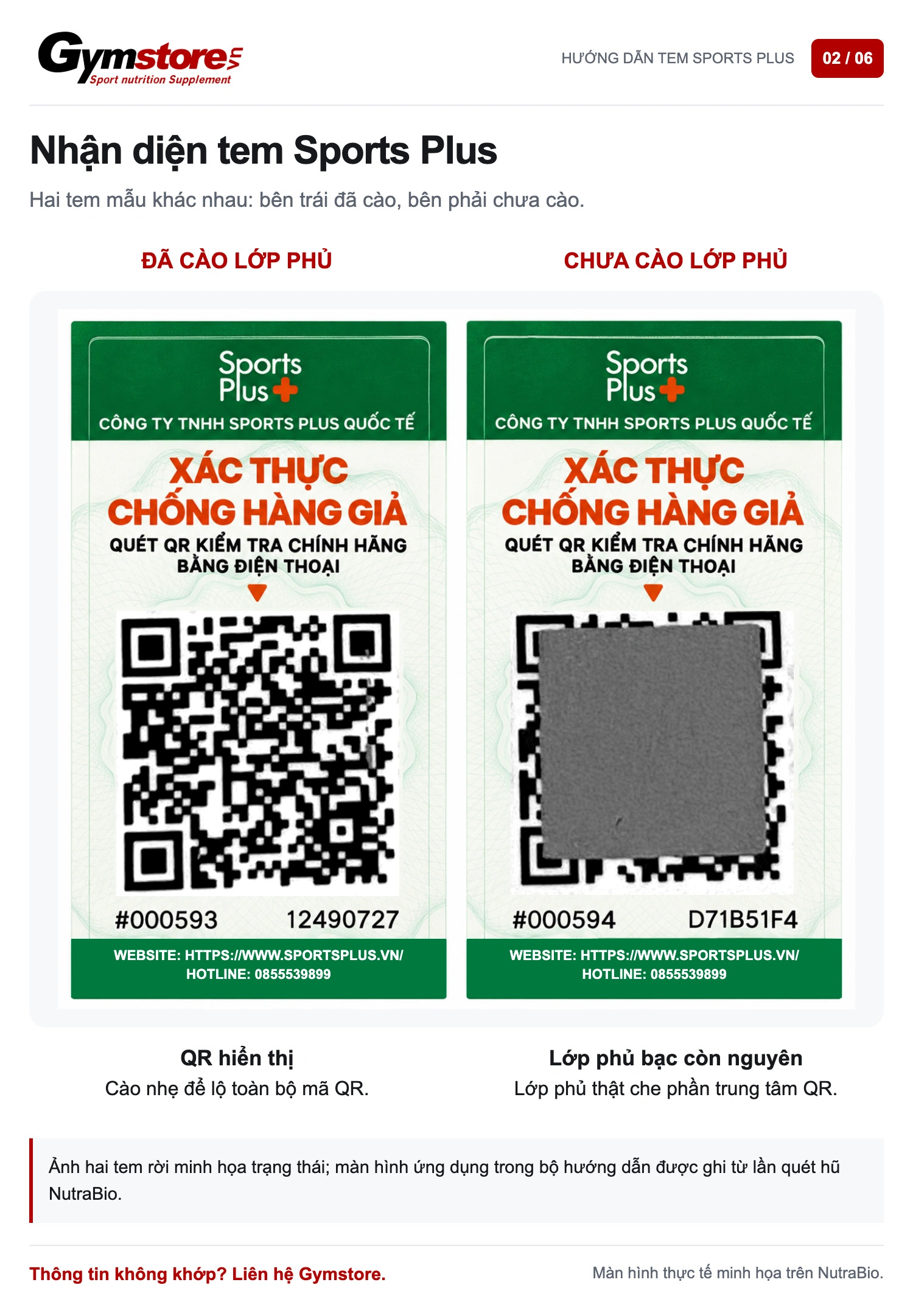Nhận diện tem Sports Plus chính hãng