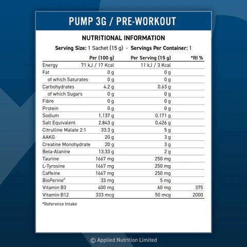 Gói 1 lần dùng Applied PUMP 3G Original Pre-Workout (1 Serving/1 Sample)