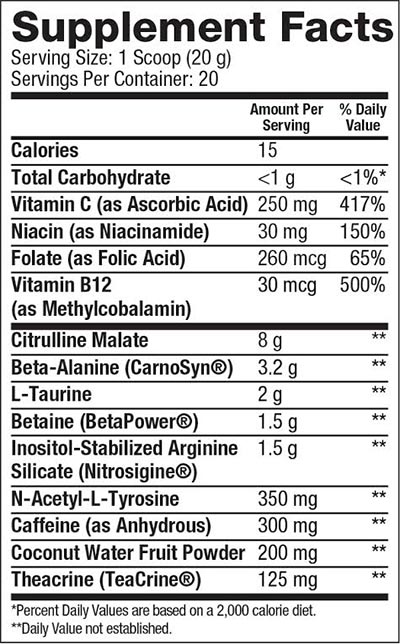 Dymatize-Pre-W.O-nutrition-facts-gymstore