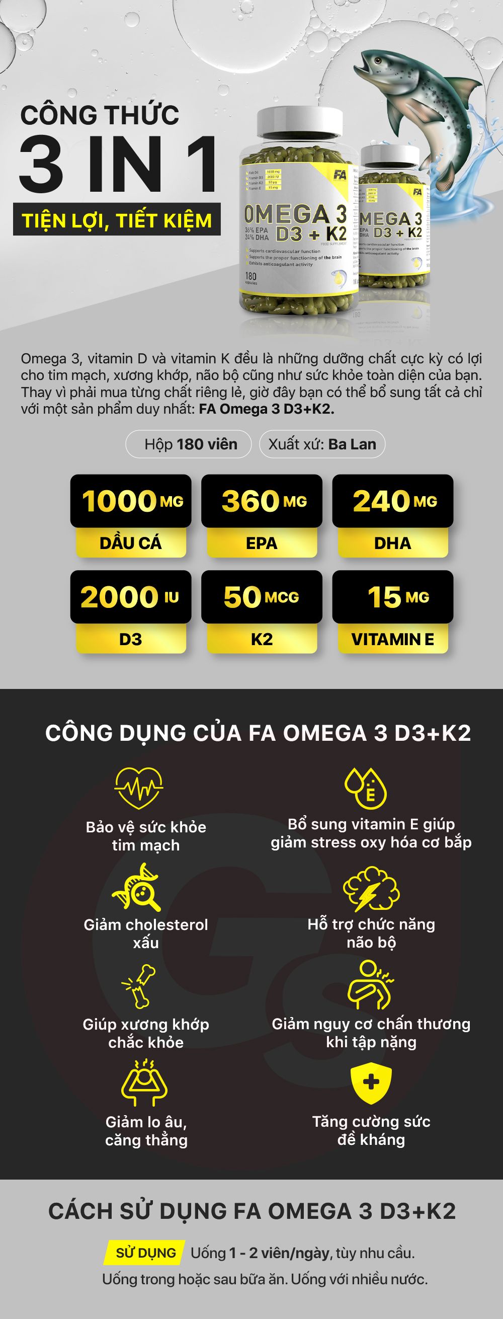 FA Engineered Nutrition Omega 3 D3+K2
