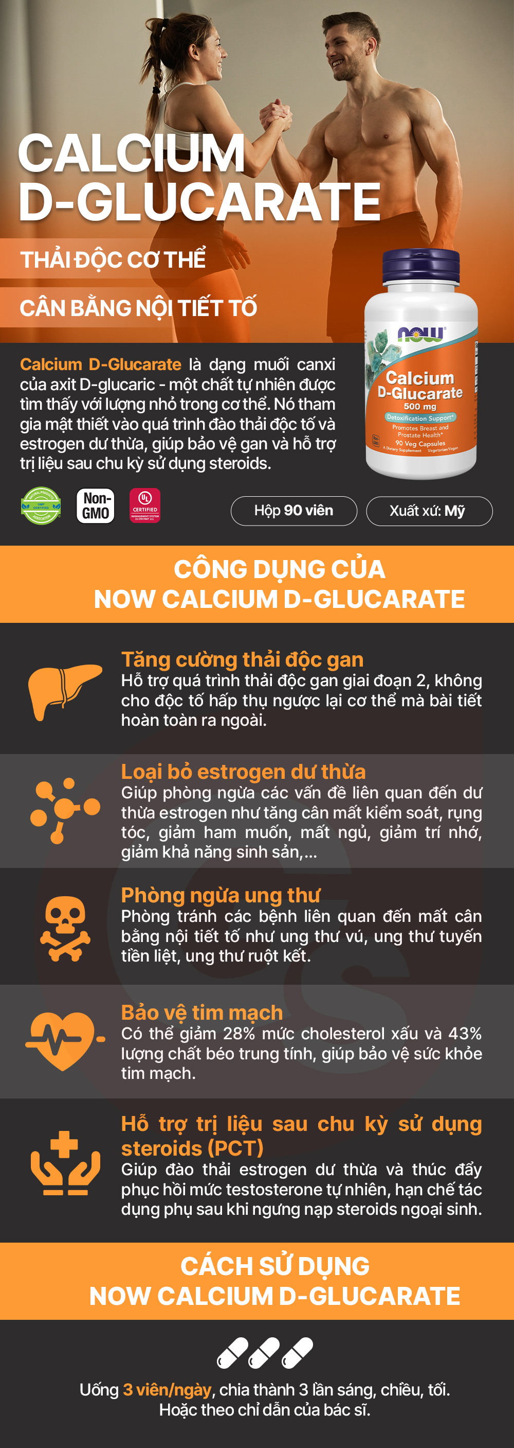 NOW Calcium DGlucarate 500 mg, 90 Veg Capsules