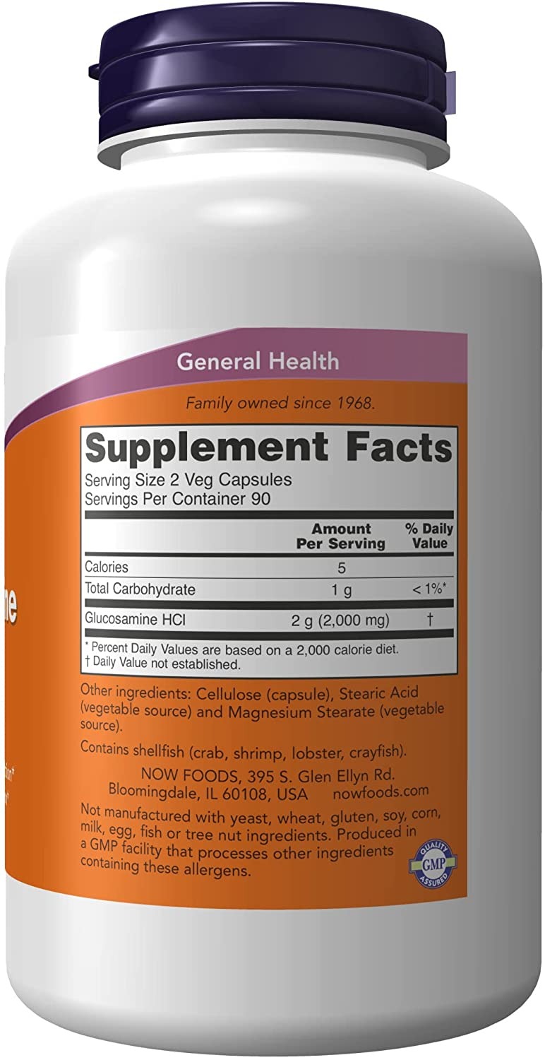 Glucosamine HCl 1000 Mg Now Foods - 180 Gélules - Soutien Des Articulations