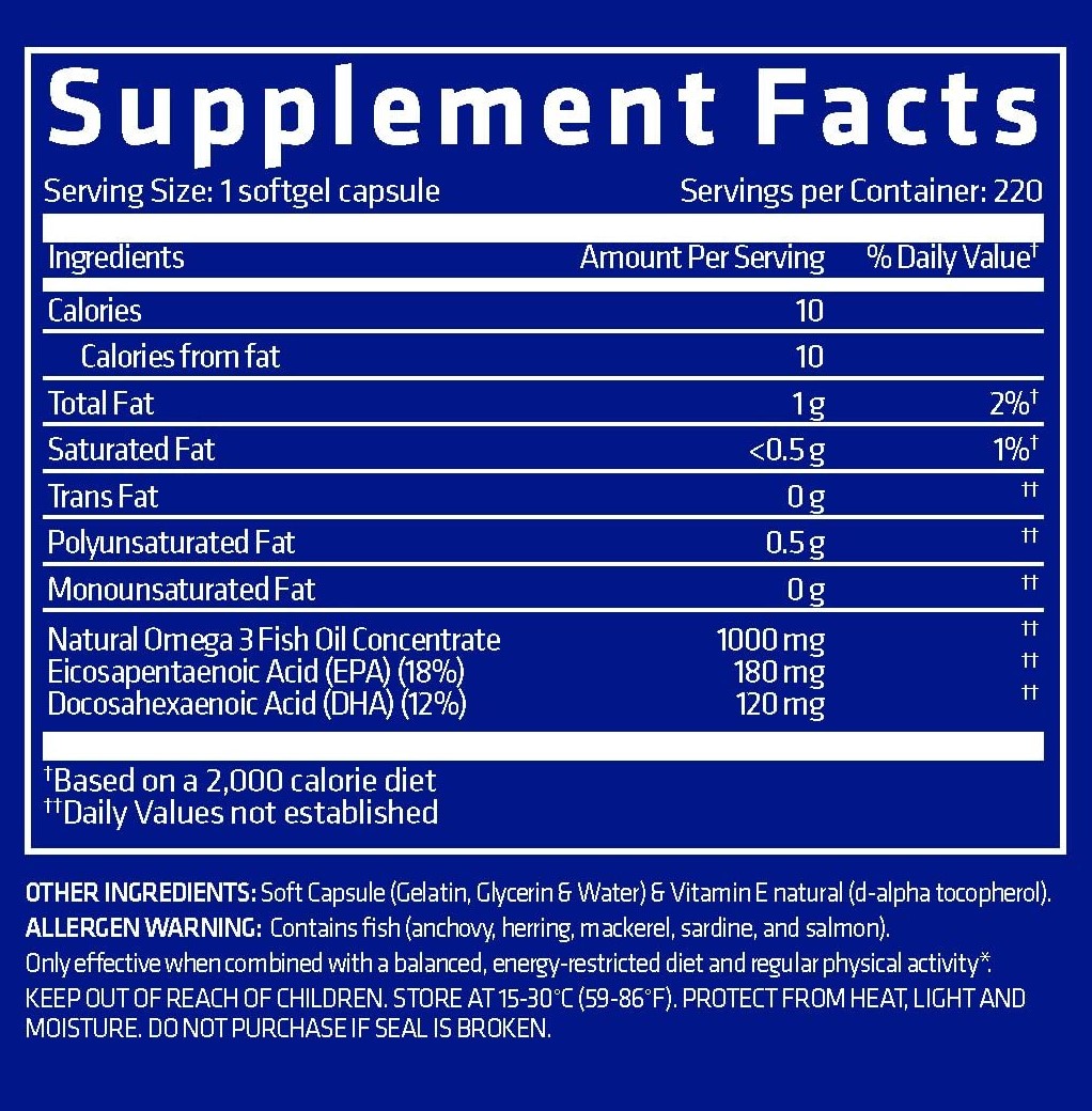 USN Omega3 Fish Oil 1000mg, 90 Softgels