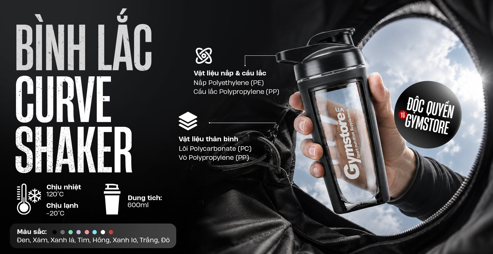 Bình Lắc Gymstore Curve Shaker Nổi Bật