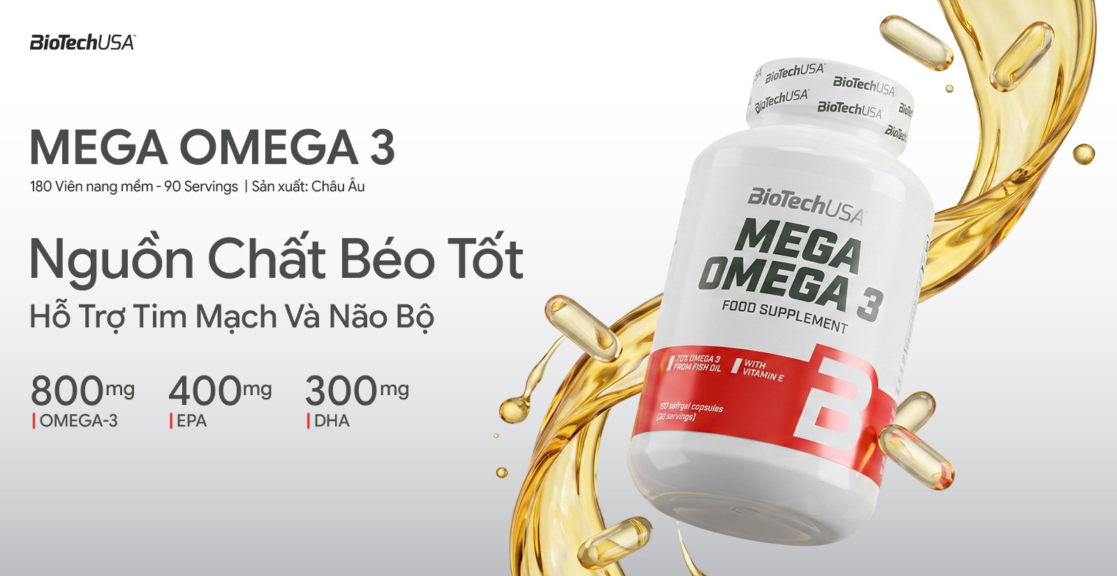 Biotech USA Mega Omega 3 cung cấp nguồn chất béo tốt