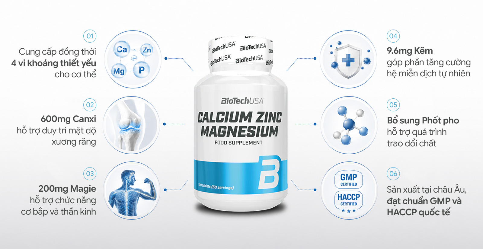 Ưu điểm của Biotech USA Calcium Zinc Magnesium