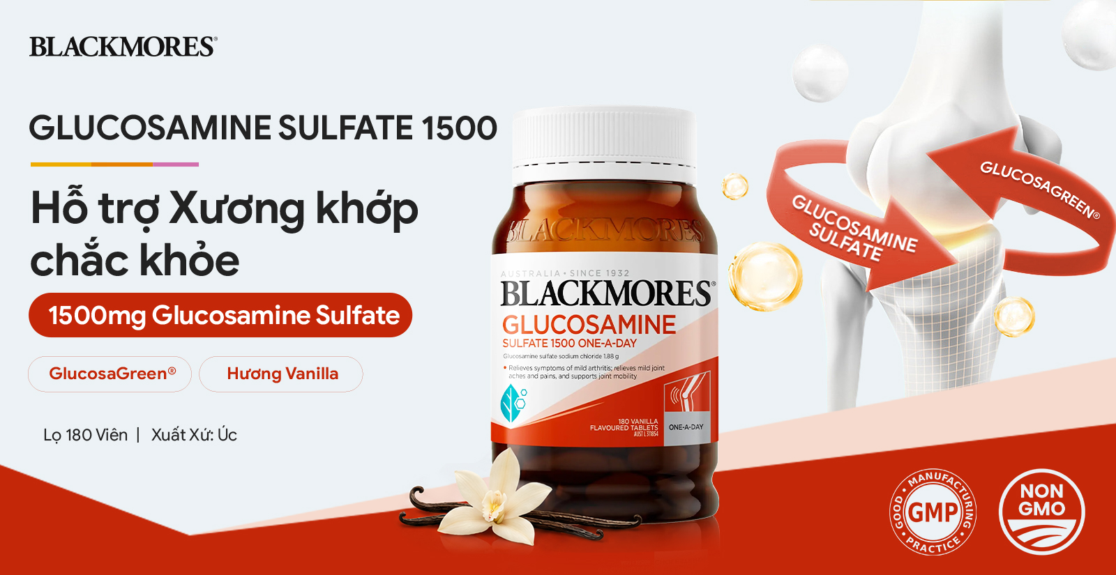 Blackmores Glucosamine Sulfate 1500 hỗ trợ xương khớp chắc khoẻ
