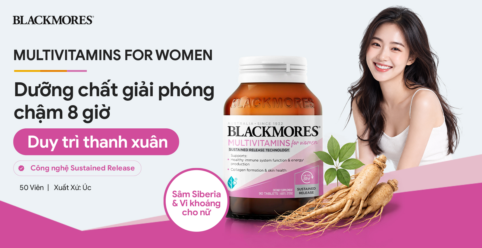 Blackmores Multivitamin For Women bổ sung vitamin tổng hợp cho nữ giới