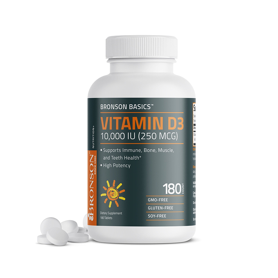Bronson Vitamin D3 10,000 IU (250mcg) broson-vitamin-d3-10000IU-360-vien-gymstore