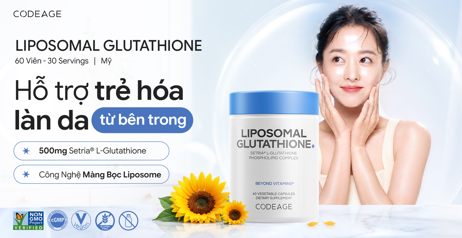 CodeAge Liposomal Glutathione hỗ trợ trẻ hoá làn da
