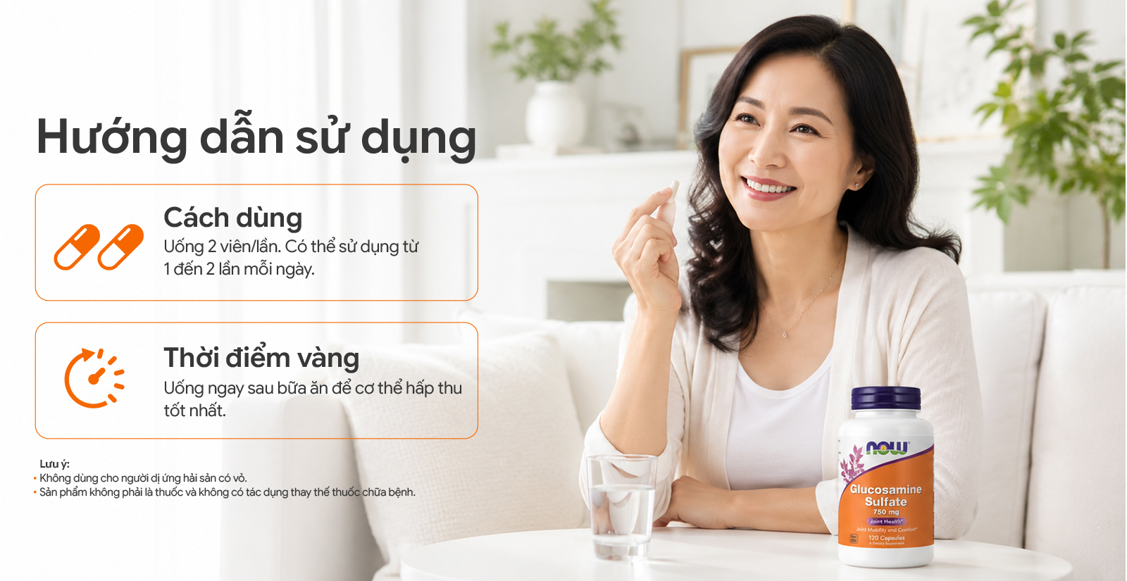 Hướng dẫn sử dụng NOW Glucosamine Sulfate 750mg