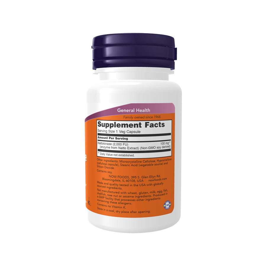 NOW Nattokinase 2000 FU Enzyme from Natto Extract, 100 mg now-nattokinase-how-to-use